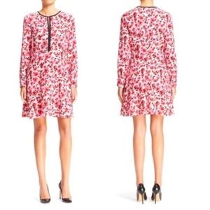 NWT Kate Spade Mini Rose Silk Dress Rose Colored Glasses Creammulti Womens 0